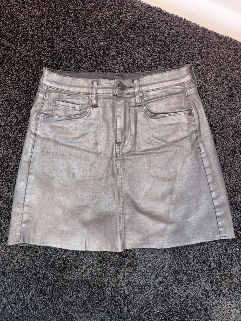 Blank NYC Metallic Silver Mini Skirt